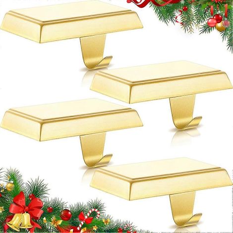 Set mit 4 Weihnachtsstrumpfhaltern aus Metall, Strumpfhaken, Weihnachtsdekoration für Theke, Tisch, Fenster, Kamin (1/5)