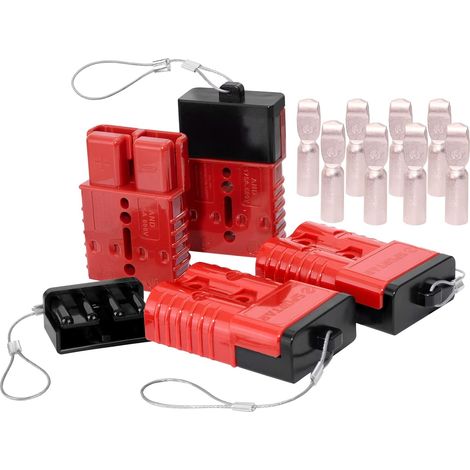 175A Connecteur Batterie Câbles de Démarrage à Déconnexion Rapide, 4 Lot 1/0AWG 12-36V pour Voiture, VTT, Ascenseurs, Moteurs, Remorque, Treuil de Remorquage, Rouge (1/5)