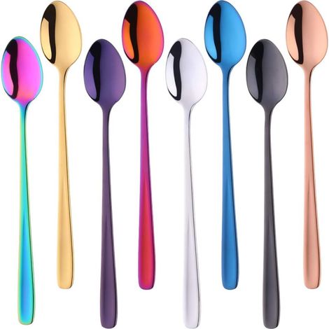 8-pièces Cuillère à Glace 7.8" Longues Cuillères,pour du thé glacé, des Cocktails ou du café (1/4)