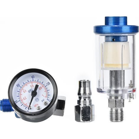 Régulateur de pression d'air 1/4" avec filtre séparateur eau/huile pour pistolet de peinture (1/5)