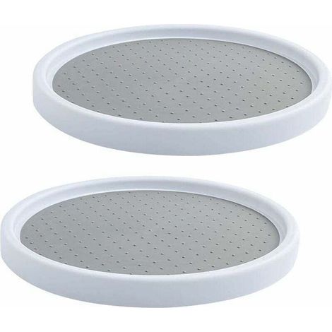 Plateau Tournant en Plastique pour Epices, 2 Pièces Plateau Tournant Epices Rangement Rond, Etagere a Epices Plateau Pivotant, Plateau Tournant Placard Cuisine pour Réfrigérateur, Armoire (1/5)