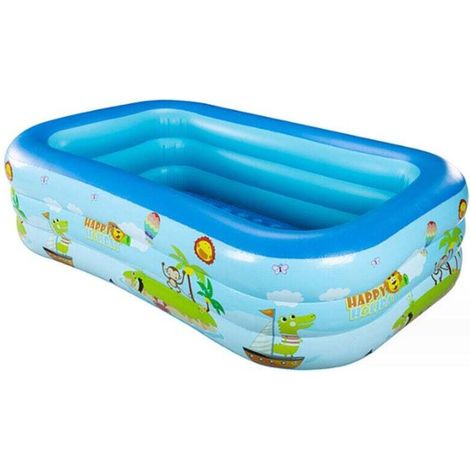 Aufblasbarer Swimmingpool, rechteckiger aufblasbarer Pool für Kinder, Erwachsene, Familie, Kinderpool mit weichem Boden für Garten, Hof, Außenbereich, 120 x 90 x 45 cm STOL