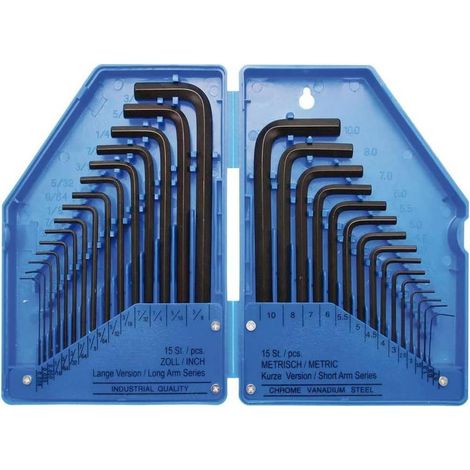 Jeu de Clés Allen 30 pcs - Pouces et Métriques, Six Pans Intérieurs - Polyvalent et Pratique pour Bricolage - D-Work (1/5)