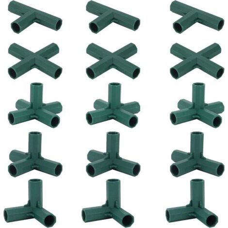 15 Pack Greenhouse Frame Connectors, Garden Frame Corner Connectors 16mm Propeller Rod 4 Types Heavy Duty Stable Bracket for Greenhouse (1/4)