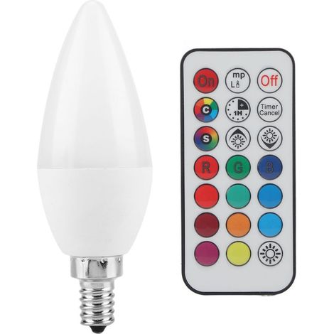 Ampoule LED Multicolore 3W Changement de Couleur avec Réglage Remote Spécification 85-265V 11cm Lumière Chaude RGB Fantaisie