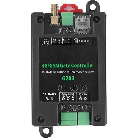 G203 GSM-Toröffner 3G/4G Garagentor-Zugangsfernbedienung mit Unterstützung für Fernneustart und Reset, DC 9–36 V (1/5)