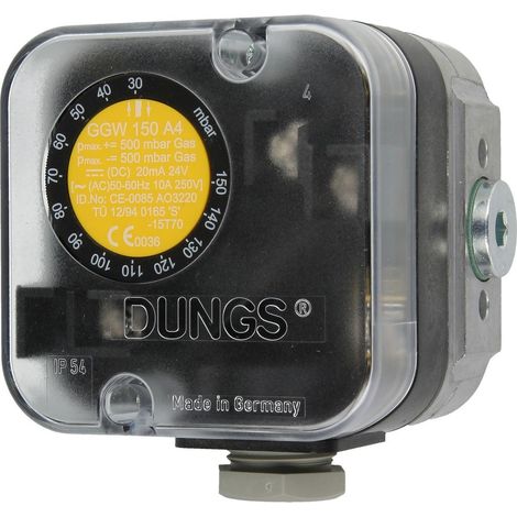 Pressostat différentiel p. air et gaz GGW 150 A4, Dungs