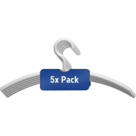 Cintres en Plastique, Cintre Moderne en Plastique au Design Élégant, Cintres Solides et Résistants pour Vestes, Chemises et Pantalons, Blanc, Set de 5 Cintres (1/5)