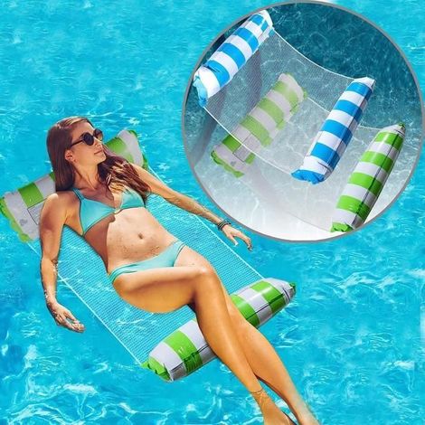Set aus 2 aufblasbaren Wasserhängematten - Für den Pool, Sommerspiele und Strandpartys.