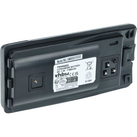 vhbw 1x Akku Ersatz für Motorola RLN6305B, RLN6305C, RLN6305D für Funkgerät, Walkie Talkie (1100 mAh, 7,4 V, Li-Ion) + Gürtelclip