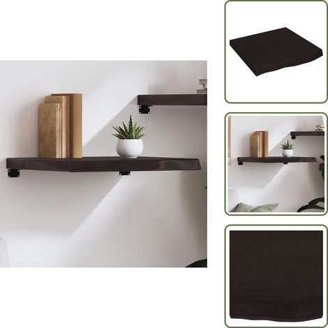 Wandregal Dunkelbraun 60x60x(2-6) cm Massivholz Eiche Behandelt - Wandregal - Eichendielen - Rustikal - Wohnraum Dekoration - Hängeregal (1/5)