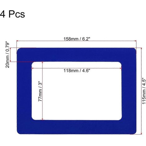 Cadre photo magnétique 11,7 x 7,6 cm, PVC bleu, lot de 4 pour réfrigérateur ou classeur (1/4)