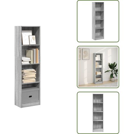 The Living Store Bücherregal Grau Sonoma 40x24x143 cm Holzwerkstoff - Bücherregal Holz (1/5)