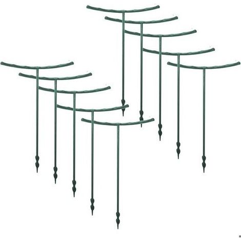 Tuteur de plante - Lot de 10 pièces - Dimensions 15,5x26 cm - Vert - Matériau PP résistant - Conception semi-circulaire (1/4)