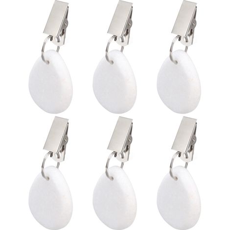 Lot de 6 poids de nappe ovales en acier inoxydable effet marbre, petits, étanches, antirouille et résistants à la rouille. Idéal pour les fêtes et les pique-niques. (1/5)
