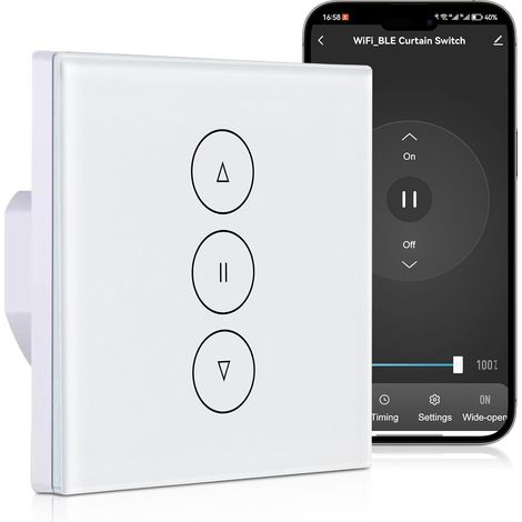 Interrupteur de volet roulant intelligent WiFi - Minuterie encastrée - Compatible avec , Google Home, contrôlable par application (1/5)