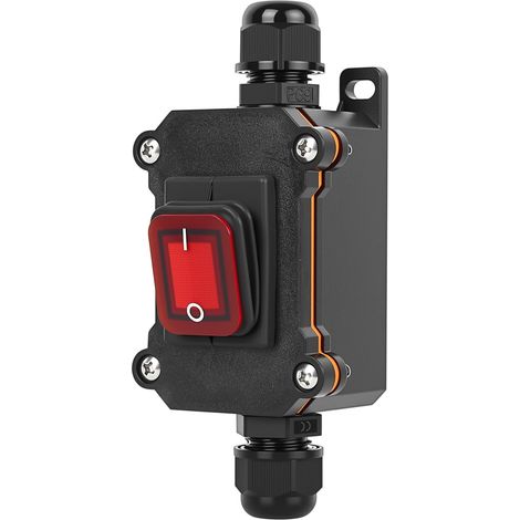 Interrupteur Bipolaire, IP65 Commutateur à Câble Inline étanche, Interrupteur en Ligne avec voyant rouge, 220 V 30 A, double position marche/arrêt, interrupteurs à bascule haute puissance (1/5)