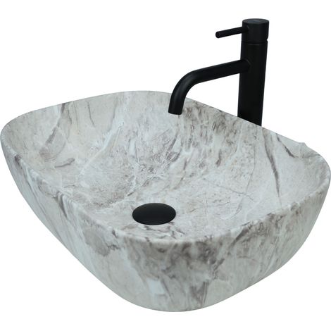 GTM Design Aufsatzwaschbecken 46 cm – Matt Modernes Waschbecken ohne Hahnloch – Elegantes Aufsatzwaschbecken Oval für Badezimmer und Gäste WC – nur Bad Waschbecken (1/5)