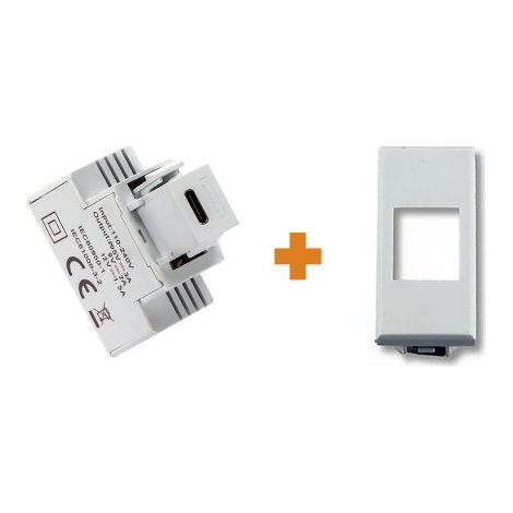 Fanton caricatore 1 USB-C 3A Ricarica rapida 18W da incasso Bticino Axolute bianca - 82901