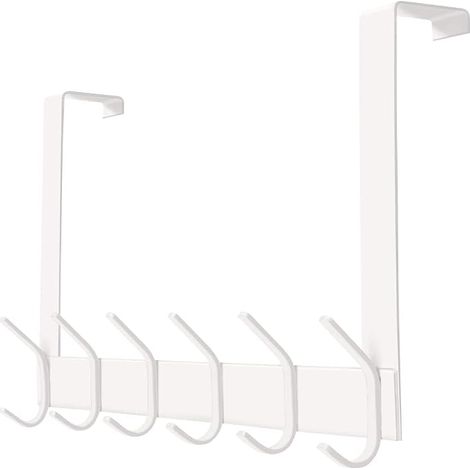 Türhänger-Garderobe, 4,5 cm, 12 Haken, Edelstahl, Handtuchhaken, Aufbewahrung für Schlafzimmer, Badezimmer, Büro, kein Bohren erforderlich, Weiß (1/5)