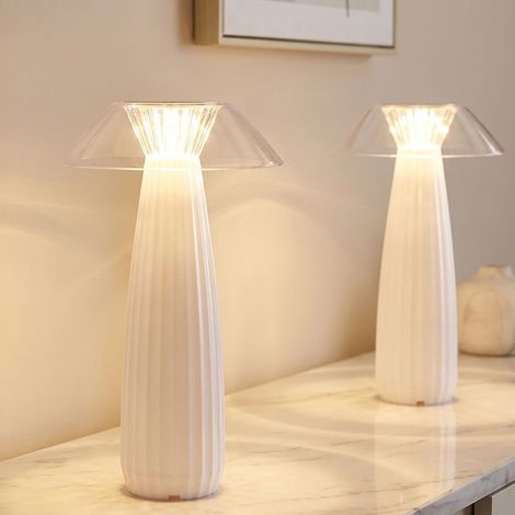 2x Lampada da tavolo a LED Lampada da tavolo Lampada da soggiorno Touch dimmer Bianco opaco Ø 15,5 cm