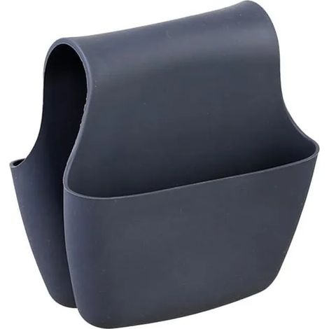 Porte-éponge suspendu en silicone, design auto-drainant, sac de rangement pour évier de cuisine, antidérapant, noir. - black - black (1/5)
