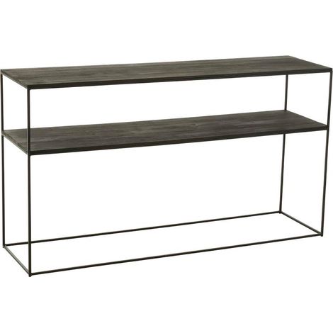 Console 2 niveaux 140x40x80 cm en teck et métal noir - IRUN (1/5)