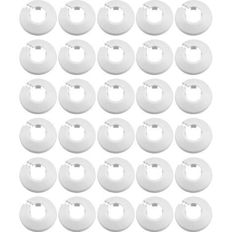 Lot de 30 rosettes simples pour tuyau de chauffage, cache-tuyau, rosace de recouvrement, pour radiateurs, blanc (22 mm) (1/5)