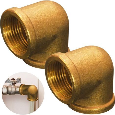 Lot de 2 coudes en laiton 90° 1" IG/IG, G1 en laiton, raccord fileté à 90° en laiton, 1" IG x 1" IG x 1", adaptateur coudé DN25 pour installations d'irrigation (1/5)