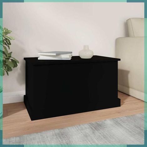 816505 Bote de rangement noir 70x40x38 cm bois d'ingénierie (1/5)