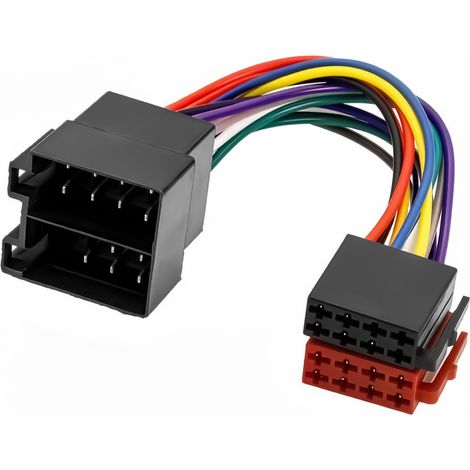 Adaptateur Autoradio ISO, Câble Adaptateur Autoradio, Adaptateur Autoradio 16 Broches avec 16 Contacts à Sertir, Prise ISO Mâle vers Femelle pour Alimentation 4 Haut-Parleurs, Installation Audio Auto (1/5)