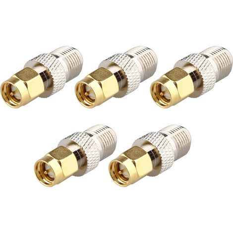 Lot de 5 adaptateurs d'antenne Dab SMA - SMA - SMA - Droit - Connecteur SMA mâle vers F Femelle - Convertisseur RF pour antenne TV, antenne, modems, décodeurs Satellite, Radio FM/AM (1/5)