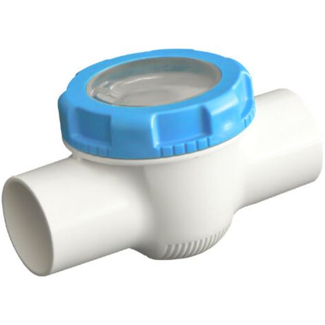 Clapet anti-retour transparent avec contrôle visuel, diamètre 63 mm, pour accessoires de piscines. (1/5)