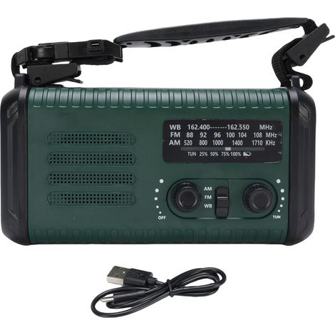 Ortviai Radio d'urgence manivelle 20000 mAh avec panneau solaire, AM/FM/NOAA, lampe LED, chargeur USB et SOS (1/5)