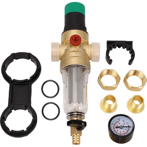 Régulateur de pression d'eau 1 po DN25, en laiton réutilisable pour la maison, avec filtre de lavage à contre-courant, raccords de compteur (1/5)