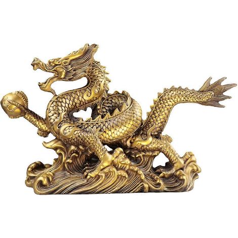 Statue de dragon Feng Shui chinois pour la richesse et le succès - Cadeau porte-bonheur (1/5)