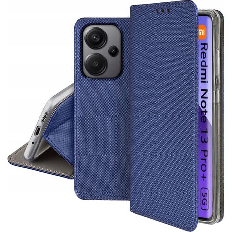 Custodia per Xiaomi Redmi Note 13 Pro Plus 5G SMART MAGNET BOOK BLU NAVY + VETRO (1/5)