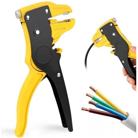 Spellafili automatico 2 in 1, spelafili multifunzione regolabile, tagliafili, strumento per riparazioni elettroniche e automobilistiche (giallo)