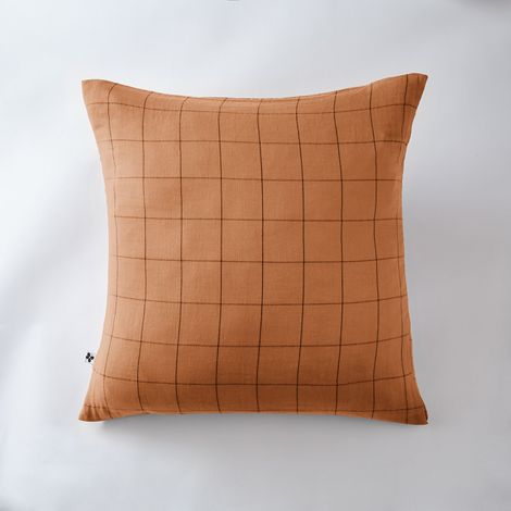Taie d’Oreiller 60 x 60 cm – Gaze de Coton Tissée – Gaïa Match Abricot (1/5)