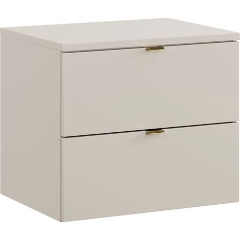 Meuble sous vasque suspendu DALIA cachemire – 2 tiroirs avec plan de travail cachemire 60 cm-Largeur 60 cm (1/5)