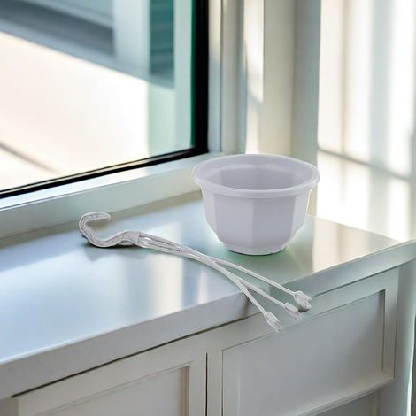 Jardinière suspendue en plastique blanc avec crochet amovible, panier à plantes pour balcon, jardin (1/5)