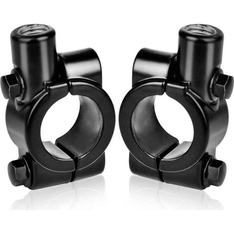2 pièces support de miroir de moto pour support de guidon 22mm-pour rétroviseur latéral 10mm, aluminium (noir) (1/4)