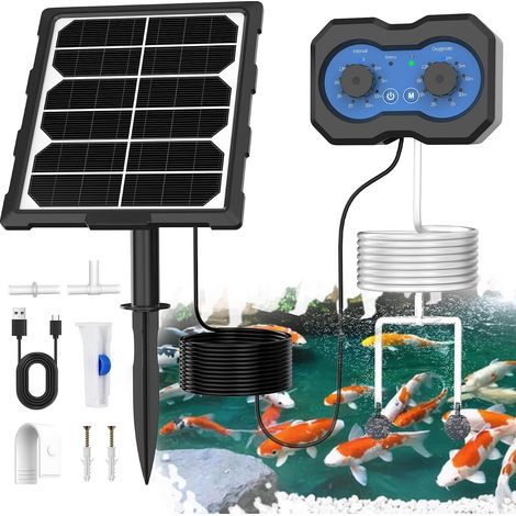 Pompe à oxygène Solaire 3W 2200mAh – Aérateur de Bassin Rechargeable – 146 Modes pour Circulation d'eau, Aquarium et Pisciculture (1/5)