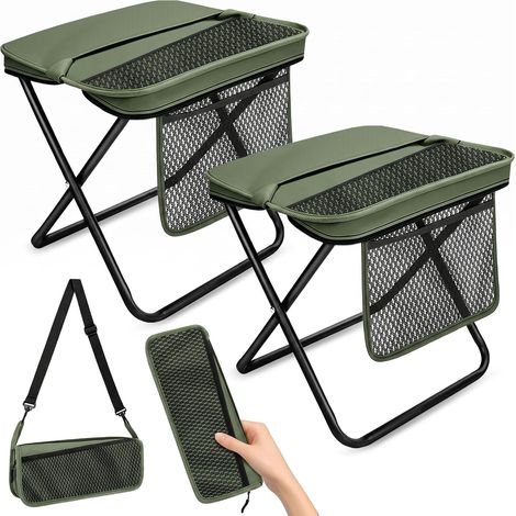 Confezione da 2 sedili e sgabelli ergonomici pieghevoli in ginocchio, sgabelli pieghevoli da zaino, robusto sedile da campeggio pieghevole per la pesca e i viaggi - Verde 33×27×31 cm (1/5)