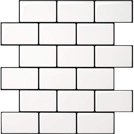 10 Carreaux Dalles de métro à Décoller et à Coller,Design plus épais Pour Décoration de Cuisine et de Salle de Bain, 30,5 x 30,5 cm (1/5)