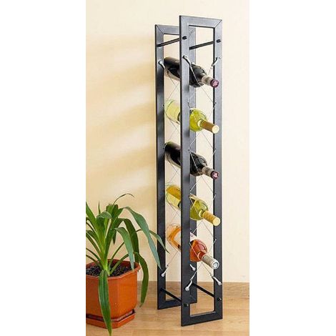 Dandibo – Range bouteille freestanding 100 cm – Support pour 5 bouteilles – Métal noir – Design moderne et compact