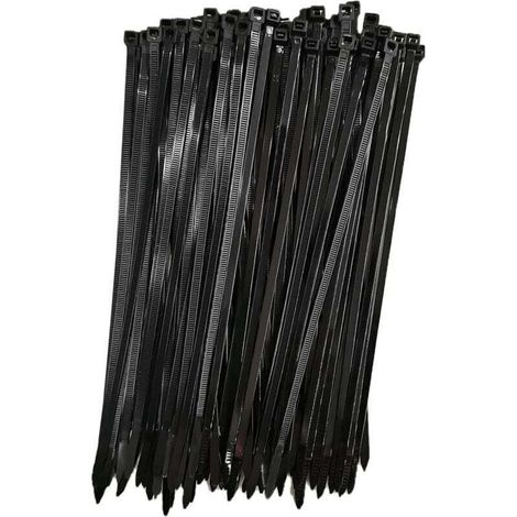 Collier de Serrage Réutilisable Plastique, 250 mm x 7,6 mm, Attache Câble Réutilisables, Serre Câbles Rilsan Nylon, Colliers Serre-Cable 250mm, Noir, Lot de 100 Pièces