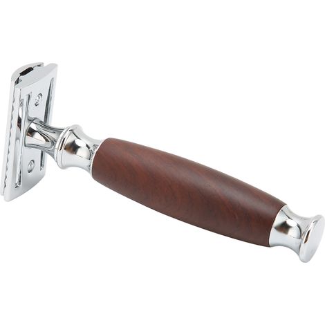 Rasoir de sûreté en bois et zinc pour homme - Rasoir double tranchant portable pour barbier à domicile - Sans lame incluse (1/5)