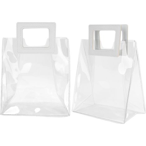 2 Sacs Transparents avec Fond Renforcé pour Emballage Cadeau Anniversaire Noël (Taille S) (1/5)