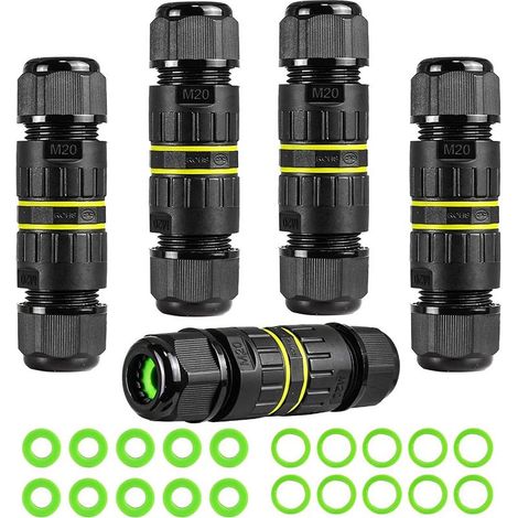 5Pc IP68 Étanche 2 Voies 3-Core Boîte de Jonction Câble Électrique Connecteur Accessoires M20 Gamme (5-12mm), pour Réparation Extérieure (1/5)